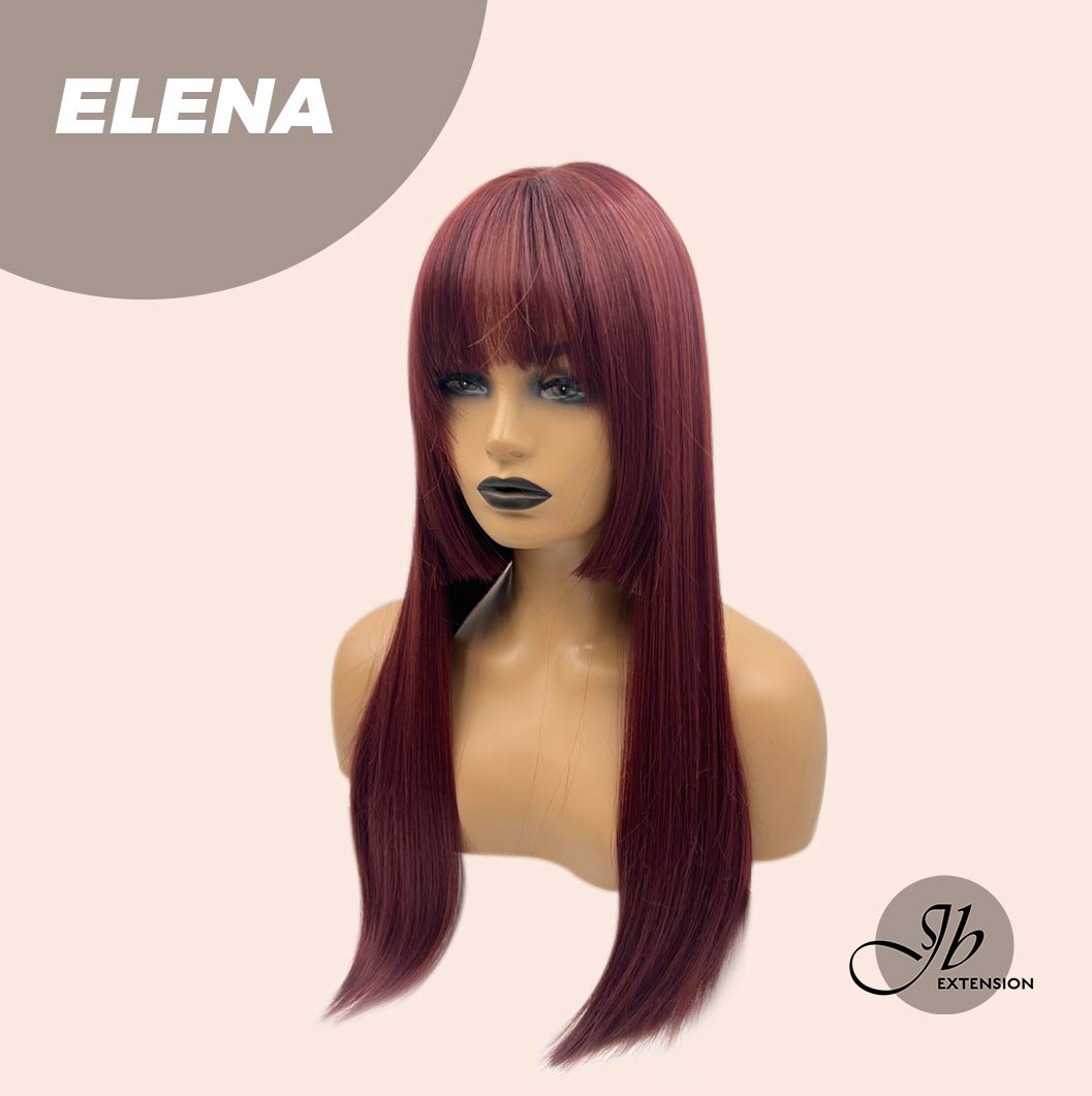 JBEXTENSION 22 Inches Straight Red Hime Cut Wig With Bangs ELENA