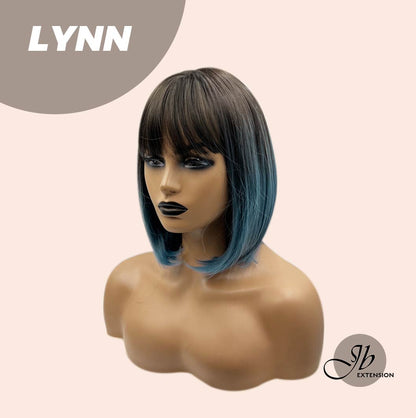 JBEXTENSION 12 Inches Bob Cut Ombre Blue Straight Short Wig LYNN