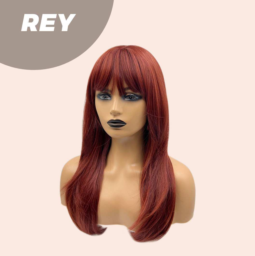 JBEXTENSION 22 Inches Wolf Cut Red Wig With Bangs REY