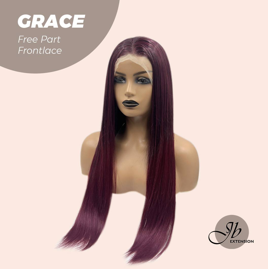 JBEXTENSION 30 Inches Dark Red Extra Long Straight Lace Front Wig.Pre Plucked 6*14 HD Transparent Lace Frontal Glueless Wig GRACE