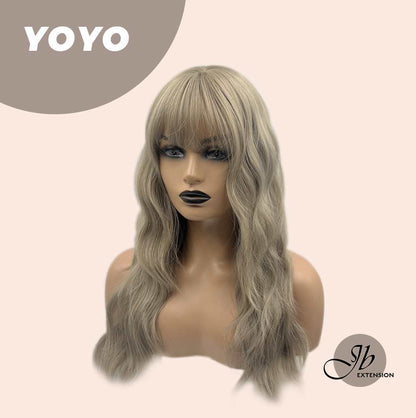JBEXTENSION 22 Inches Grey Body Wave Wig With Full Bangs YOYO