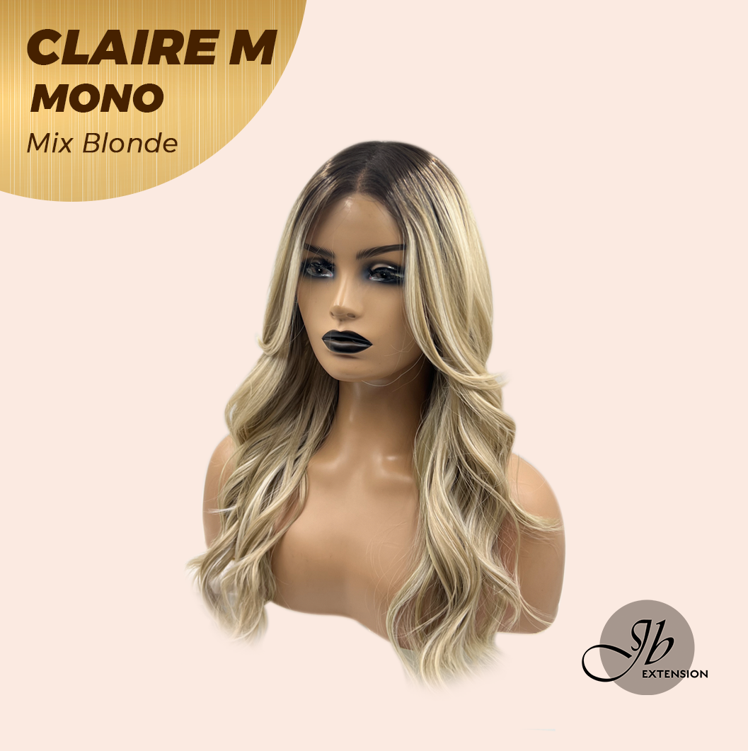 JBEXTENSION CLAIRE MONO MIX BLONDE Partial Monofilament Wig 22 Inches Mix Blonde Partial Mono Lace Glueless Wig CLAIRE MONO MIX BLONDE【BENDY EAR TABS】