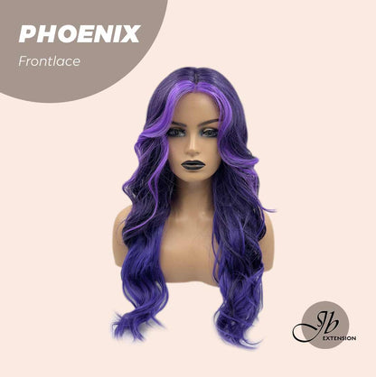 JBEXTENSION 24 Inches Mix Purple Body Wave Pre-Cut Frontlace Glueless Wig PHOENIX