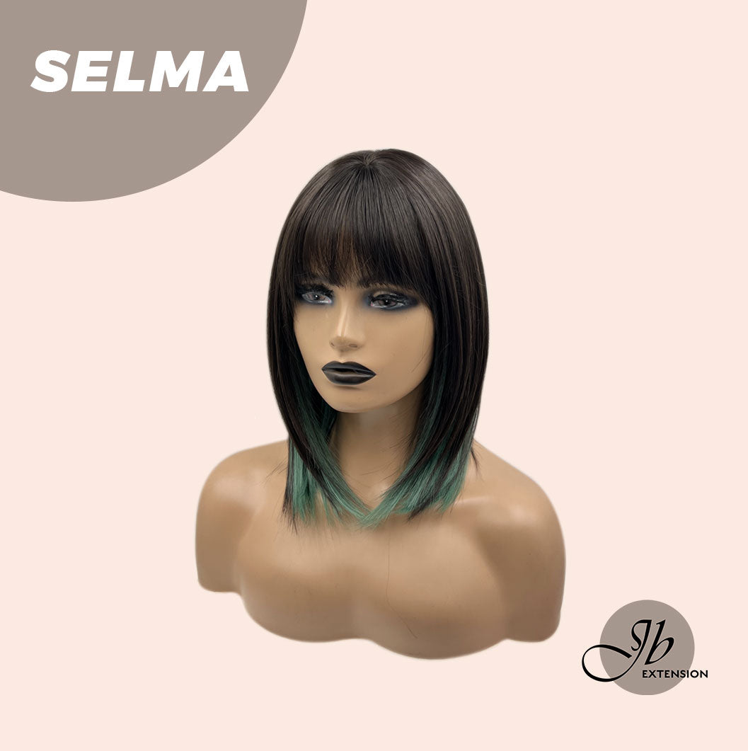 JBEXTENSION 14 Inches Ombre Green Wig With Bangs SELMA