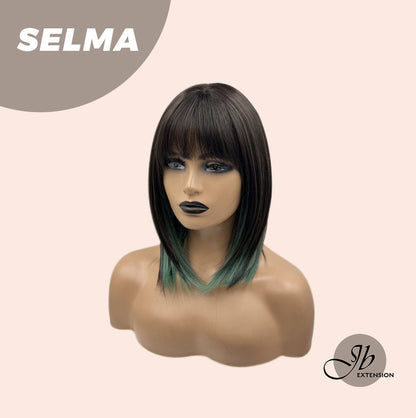 JBEXTENSION 14 Inches Ombre Green Wig With Bangs SELMA