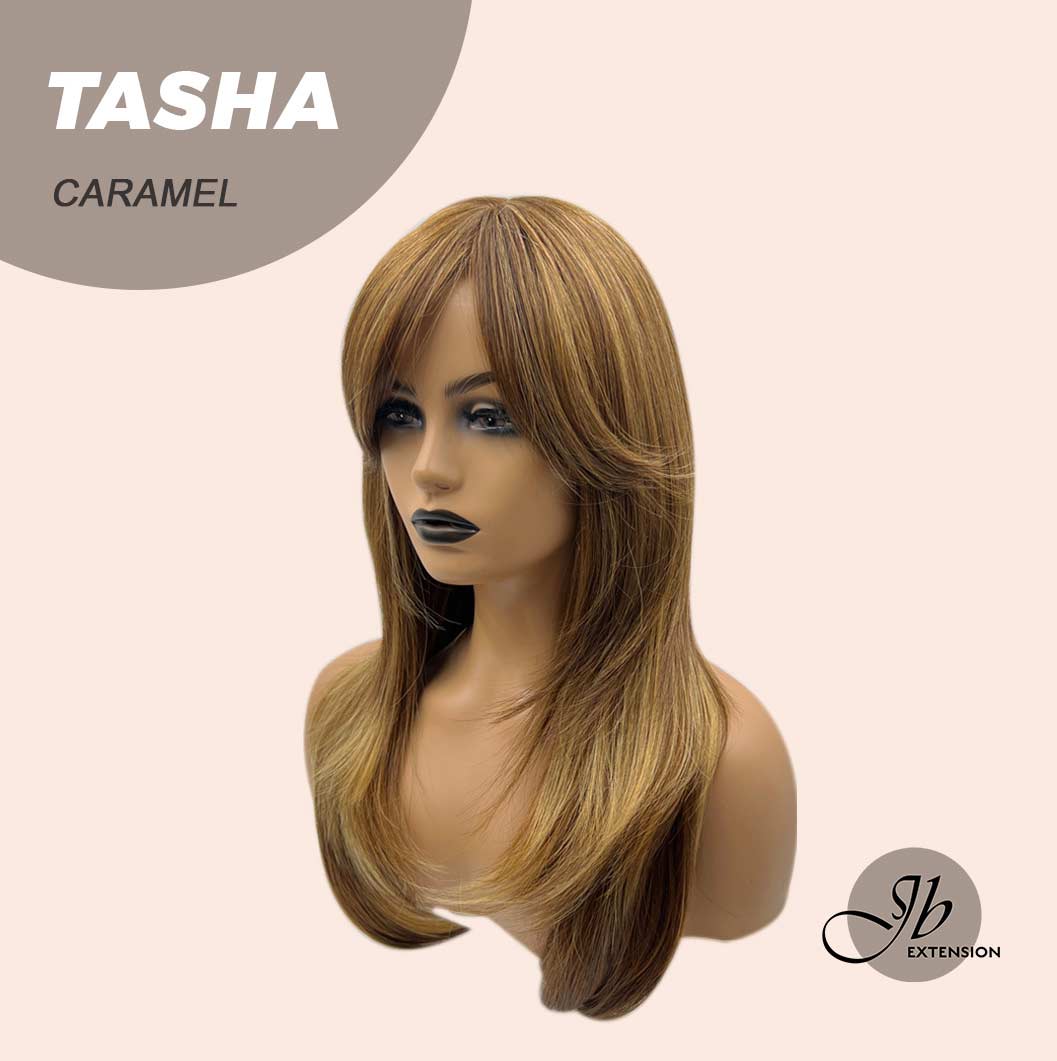 JBEXTENSION 24 Inches Wolf Cut Caramel Women Wig With Bangs TASHA CARAMEL