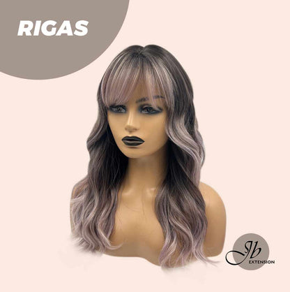 JBEXTENSION 20 Inches Shatush Purple Body Wave Wig With Bangs RIGAS