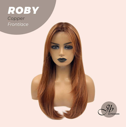 JBEXTENSION 22 Inches Copper Medium Length Women Pre-Cut Frontlace Glueless Wig ROBY COPPER