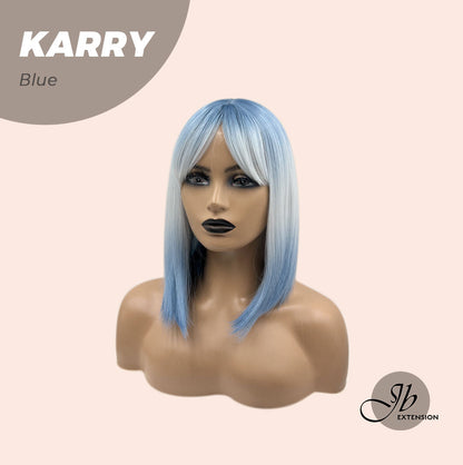 JBEXTENSION 12 Inches Bob Cut Short Straight Blue Wig KARRY BLUE