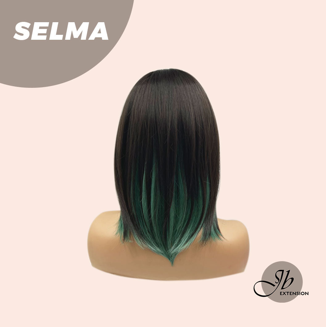 JBEXTENSION 14 Inches Ombre Green Wig With Bangs SELMA
