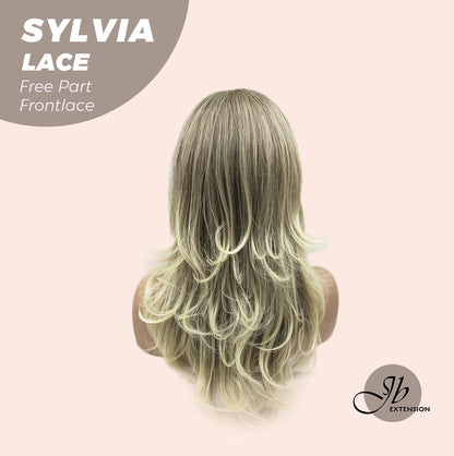 JBEXTENSION 20 Inches Dirty Blonde Curly Free Part Pre-Cut Frontlace Glueless Wig SYLVIA LACE