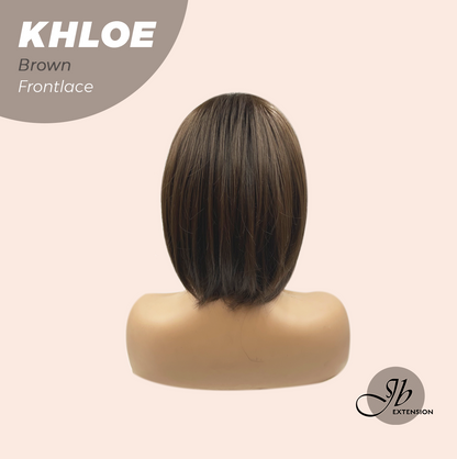 JBEXTENSION 12 Inches Bob Cut Brown Pre-Cut Snowflake Lace Frontlace Glueless Wig KHLOE BROWN【PERMATEASE】【BENDY EAR TABS】