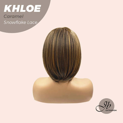 JBEXTENSION 12 Inches Bob Cut Caramel Pre-Cut Snowflake Lace Frontlace Glueless Wig KHLOE LACE【PERMATEASE】【BENDY EAR TABS】- S/M