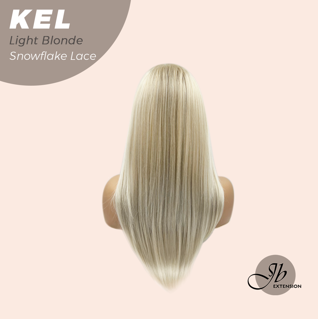 JBEXTENSION 22 Inches Light Blonde Pre-Cut Snowflake Lace Frontlace Glueless Wig KEL LIGHT BLONDE【PERMATEASE】【BENDY EAR TABS】
