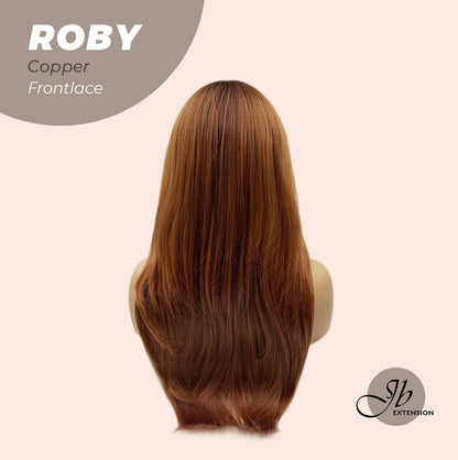JBEXTENSION 22 Inches Copper Medium Length Women Pre-Cut Frontlace Glueless Wig ROBY COPPER