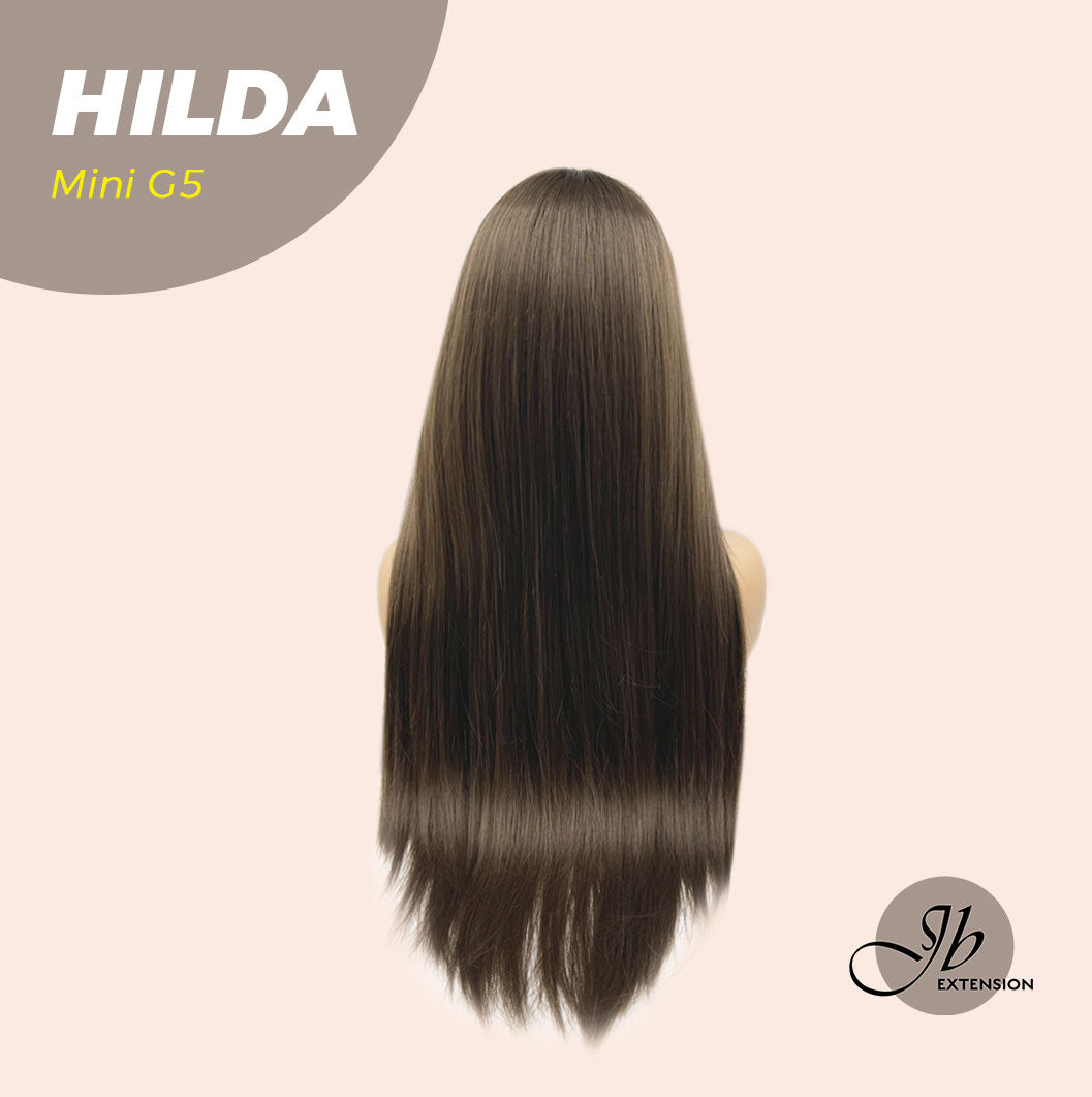 JBEXTENSION Mini G5 28 Inches Long Cold Brown Straight Wig With Bangs HILDA