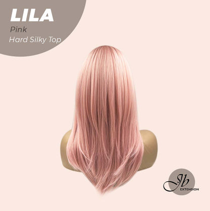 JBEXTENSION 20 Inches Scalpiana Pink Wolf Cut 3.5X4 Hard Silky Top Natural Scalp Effect Wig With Bangs LILA PINK