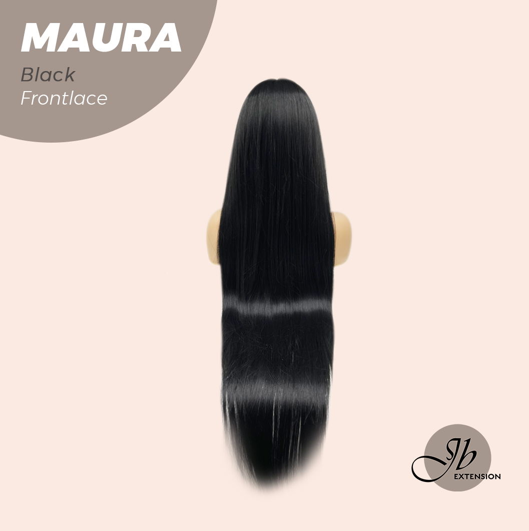 JBEXTENSION 38 Inches Super Long Straight Black Pre-Cut Frontlace Wig MAURA BLACK