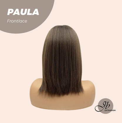 JBEXTENSION 12 Inches Bob Cut Cold Brown Straight Pre-Cut Frontlace Glueless Wig PAULA