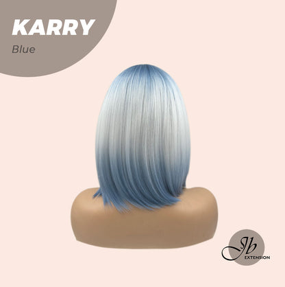 JBEXTENSION 12 Inches Bob Cut Short Straight Blue Wig KARRY BLUE