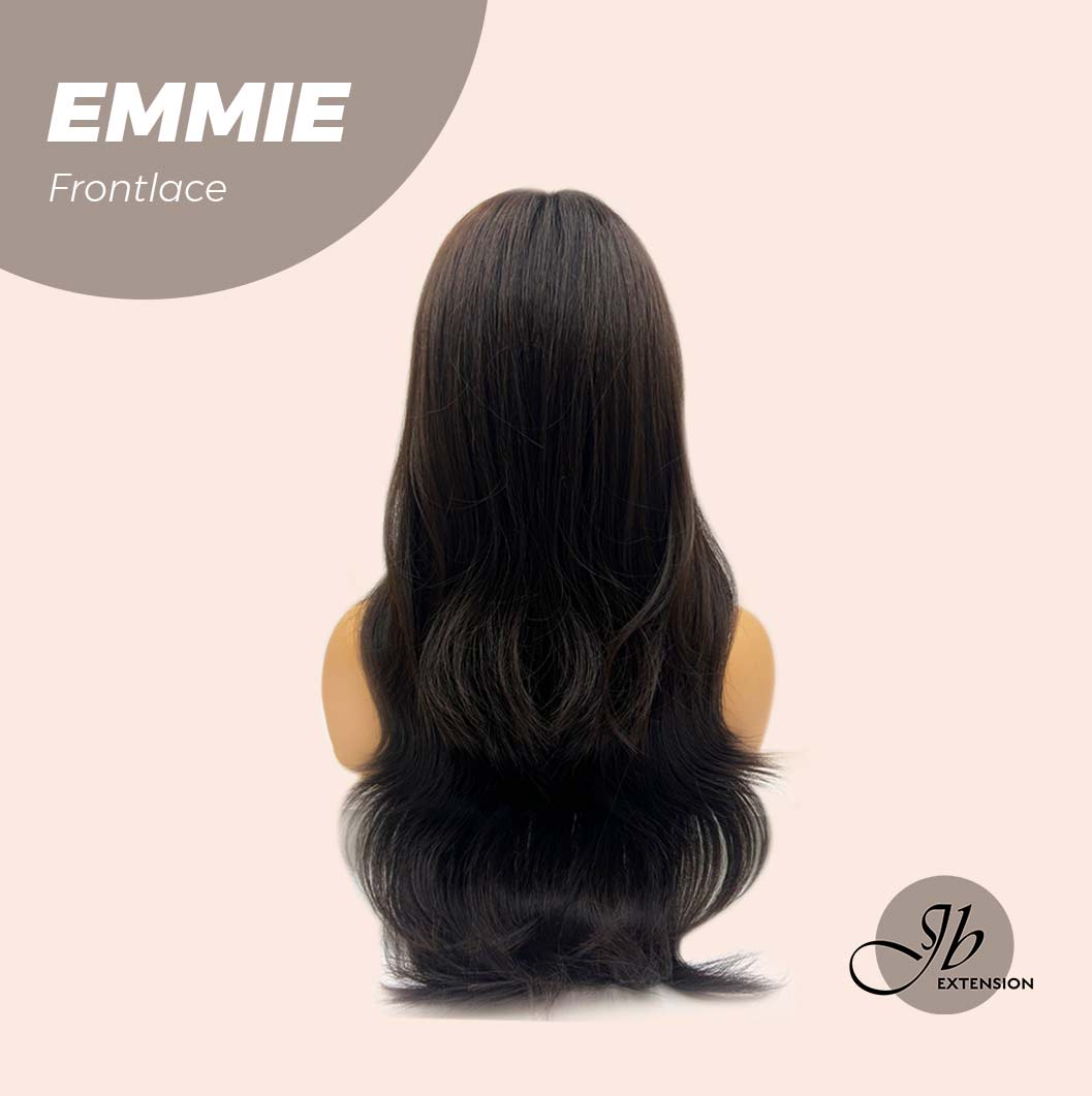 JBEXTENSION 26 Inches Curly Women Tea Black Darkest Brown Wig Pre-Cut Frontlace Glueless Wig EMMIE