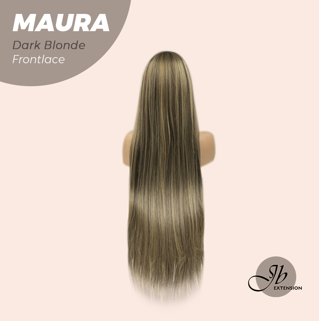 JBEXTENSION 38 Inches Super Long Straight Dark Blonde Pre-Cut Frontlace Wig MAURA DARK BLONDE