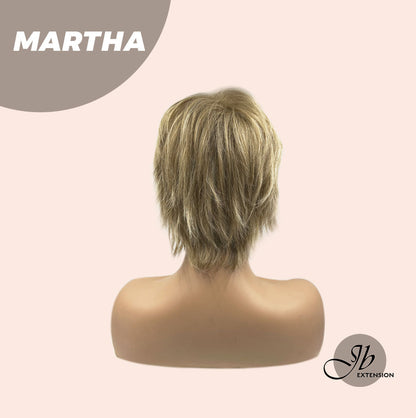 JBEXTENSION Pixie Cut Champagne Half Real Human Hair Half Futura Fiber Fashion Wig MARTHA