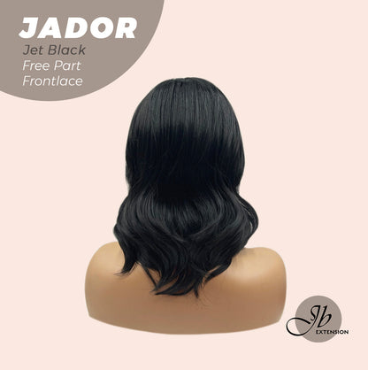 JBEXTENSION 10 Inches Jet Black Curly Lace Front Wig.Pre Plucked 13*3 HD Transparent Lace Frontal Handmade Futura Fiber Swiss Lace Synthetic Fiber Glueless Wig JADOR BLACK