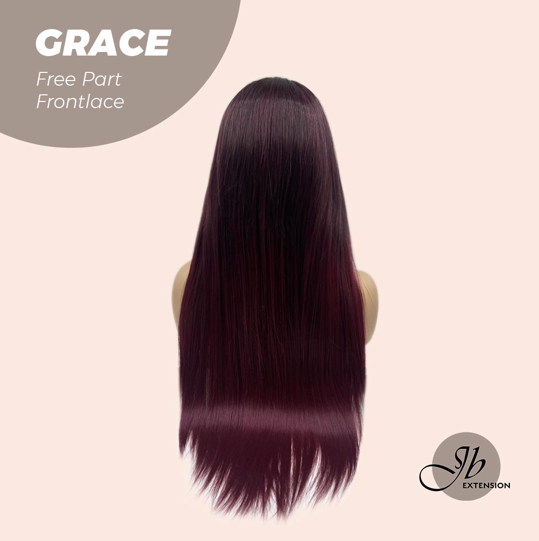 JBEXTENSION 30 Inches Dark Red Extra Long Straight Lace Front Wig.Pre Plucked 6*14 HD Transparent Lace Frontal Glueless Wig GRACE