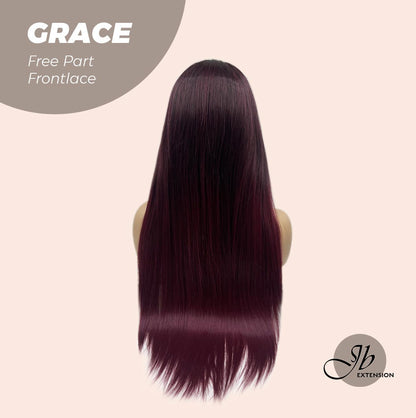 JBEXTENSION 30 Inches Dark Red Extra Long Straight Lace Front Wig.Pre Plucked 6*14 HD Transparent Lace Frontal Glueless Wig GRACE