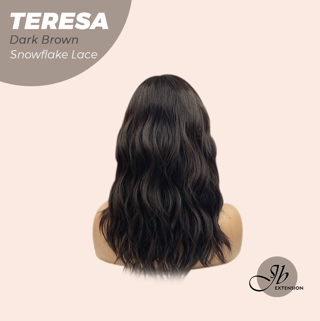 JBEXTENSION 18 Inches Dark Brown Pre-Cut Snowflake Lace Frontlace Glueless Wig TERESA【PERMATEASE】【BENDY EAR TABS】-S/M