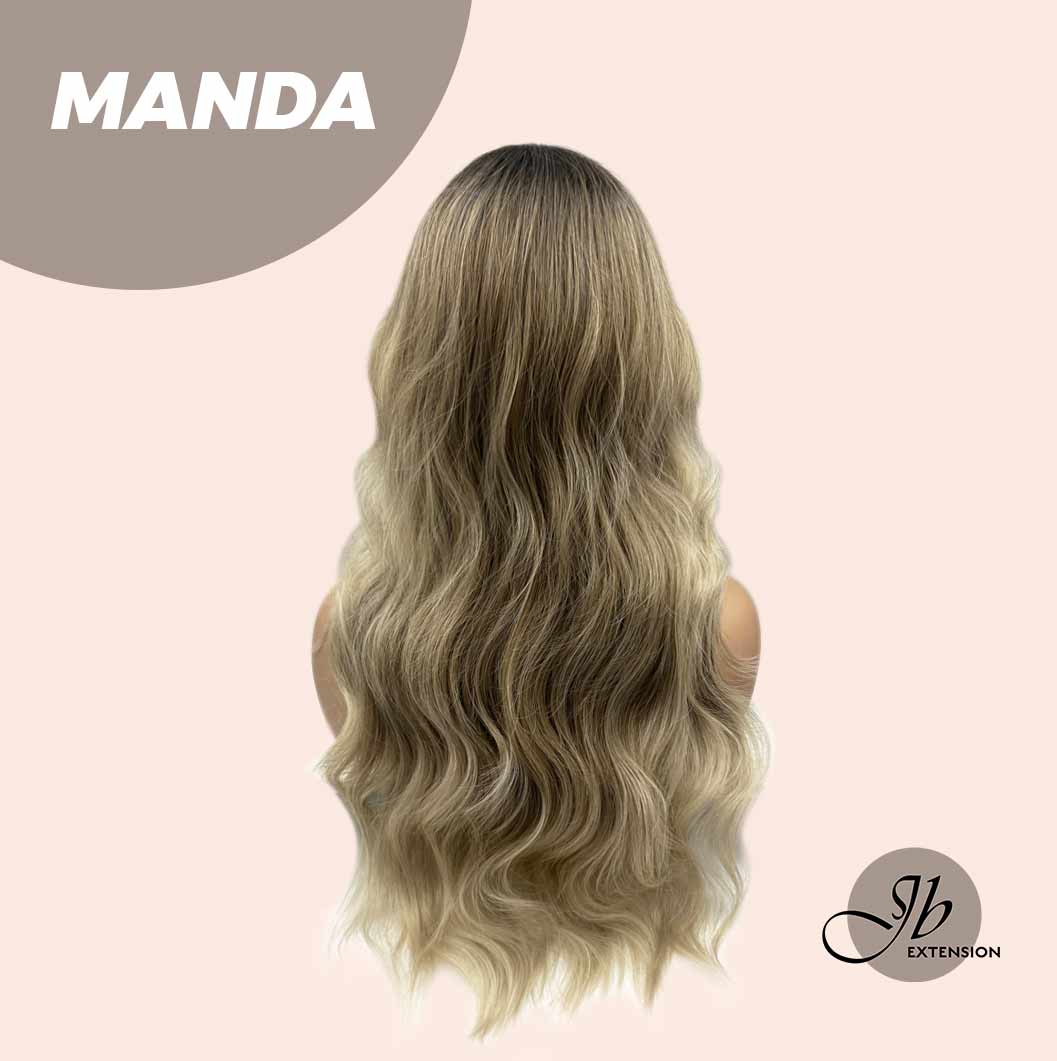 JBEXTENSION 26 Inches Mix Blonde With Dark Root Body Wave With Bangs MANDA
