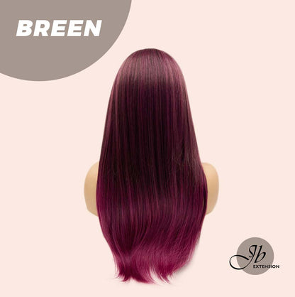 JBEXTENSION 22 Inches Nature Straight Fushia Color Wig With Bangs BREEN