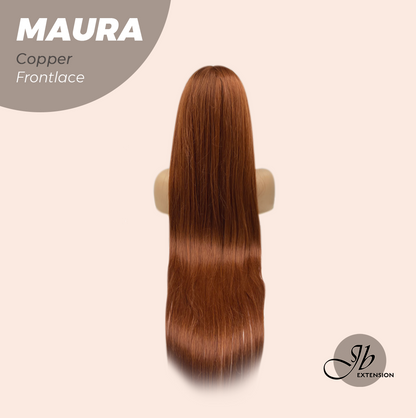 JBEXTENSION 38 Inches Super Long Straight Copper Pre-Cut Frontlace Wig MAURA COPPER