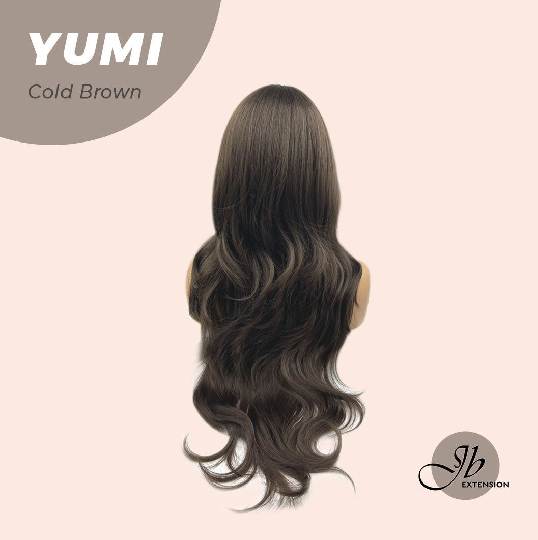 JBEXTENSION 30 Inches Long Cold Brown Wig With Bangs YUMI BROWN