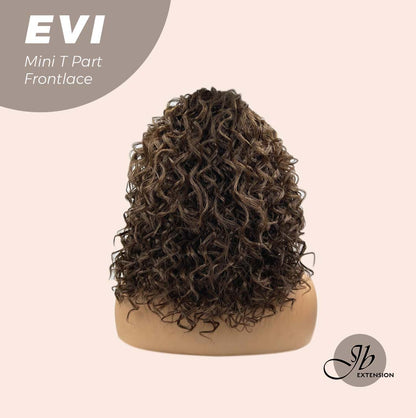 JBEXTENSION 15 Inches Deep Curly Brown Side Part Mini T Part Frontlace Glueless Wig EVI
