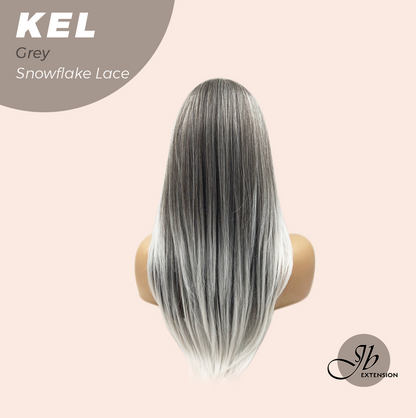 JBEXTENSION 22 Inches Grey Pre-Cut Snowflake Lace Frontlace Glueless Wig KEL GREY【PERMATEASE】【BENDY EAR TABS】