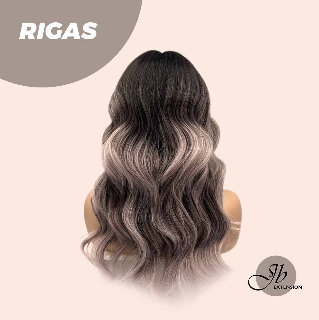 JBEXTENSION 20 Inches Shatush Purple Body Wave Wig With Bangs RIGAS
