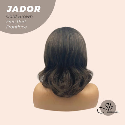 JBEXTENSION 10 Inches Cold Brown Curly Lace Front Wig.Pre Plucked 13*4 HD Transparent Lace Frontal Handmade Futura Fiber Swiss Lace Synthetic Fiber Glueless Wig JADOR BROWN