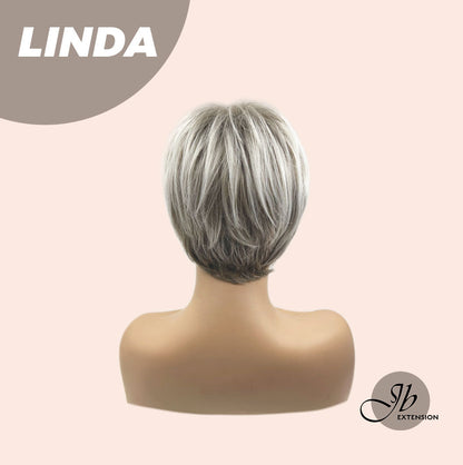 JBEXTENSION Pixie Cut Grey Silver Half Real Human Hair Half Futura Fiber Fashion Women Wig LINDA