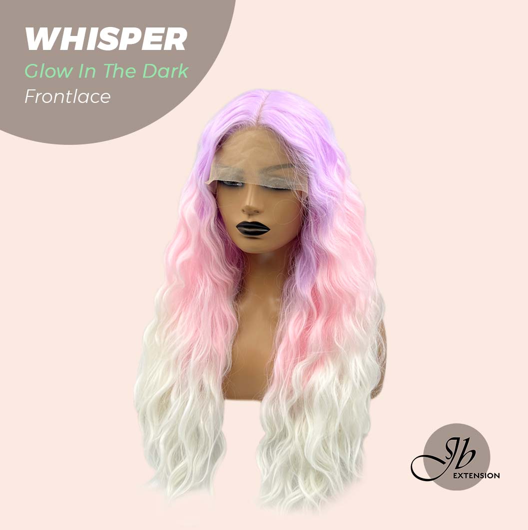JBextension GLOW IN THE DARK 26 Inches Body Wave Rainbow Color Frontlace Glueless Wig WHISPER