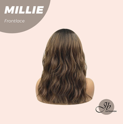 JBEXTENSION 17 Inches Wave Mocha With Dark Root Pre-Cut Frontlace Glueless Wig MILLIE