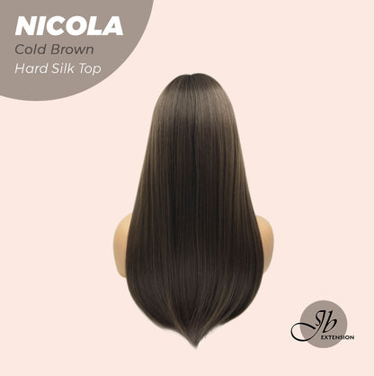 JBEXTENSION 22 Inches Scalpiana Cold Brown 3.5X4 Hard Silky Top Natural Scalp Effect Wig NICOLA COLD BROWN Silky Top