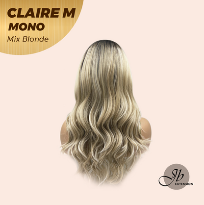 JBEXTENSION CLAIRE MONO MIX BLONDE Partial Monofilament Wig 22 Inches Mix Blonde Partial Mono Lace Glueless Wig CLAIRE MONO MIX BLONDE【BENDY EAR TABS】