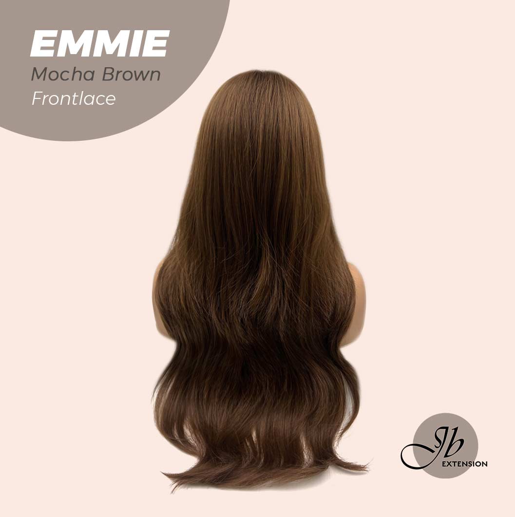 JBEXTENSION 26 Inches Curly Women Mocha Brown Wig Pre-Cut Frontlace Glueless Wig EMMIE MOCHA BROWN