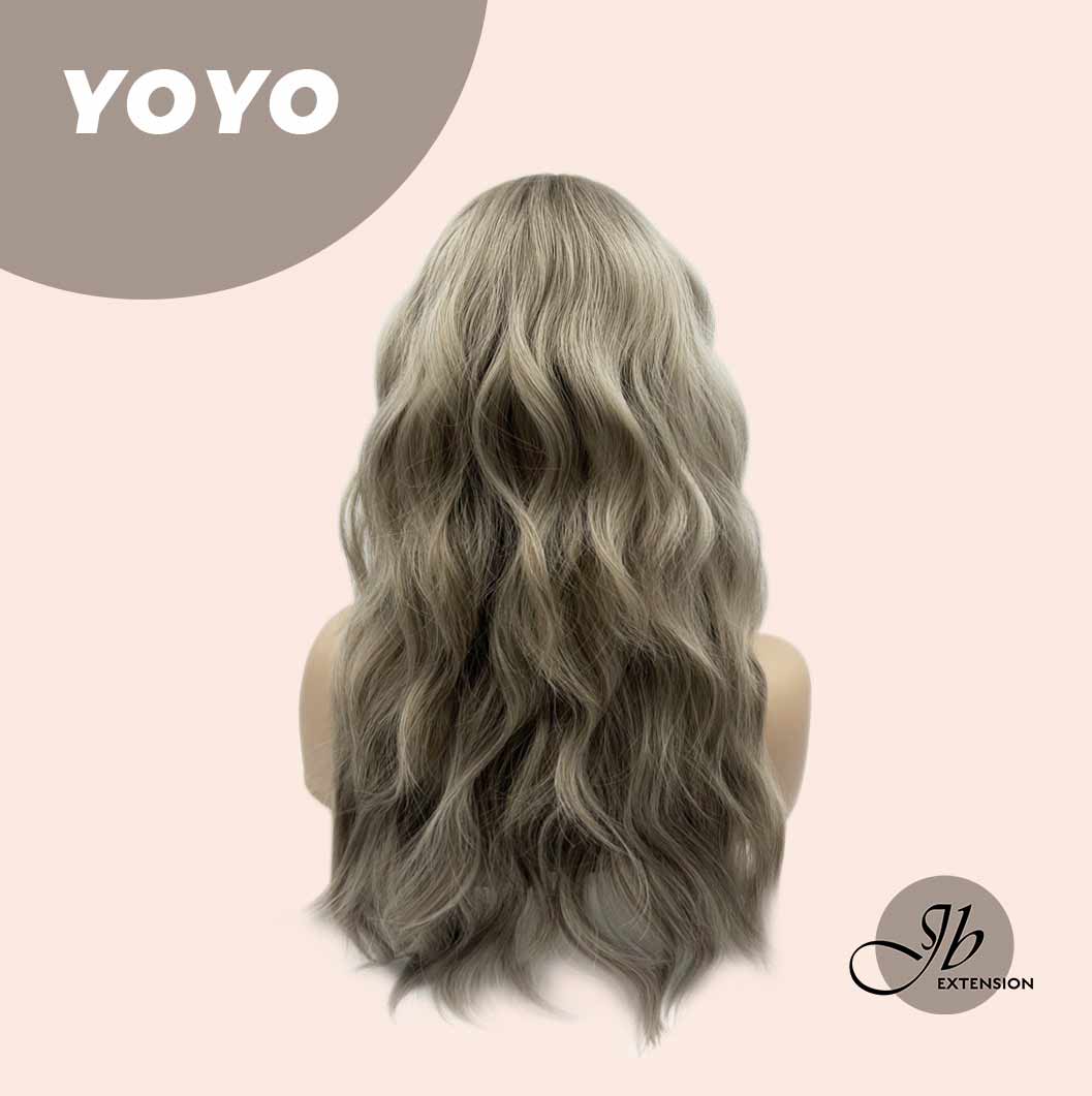 JBEXTENSION 22 Inches Grey Body Wave Wig With Full Bangs YOYO