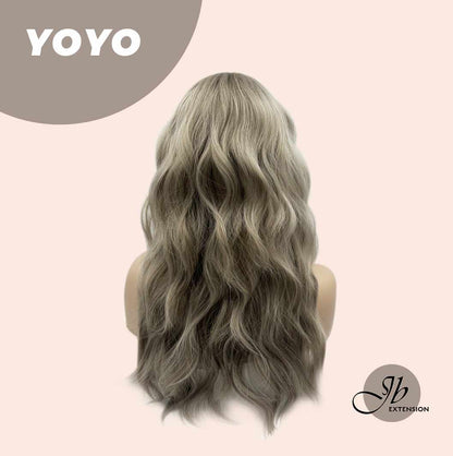 JBEXTENSION 22 Inches Grey Body Wave Wig With Full Bangs YOYO