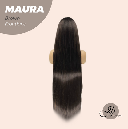 JBEXTENSION 38 Inches Super Long Straight Brown Pre-Cut Frontlace Wig MAURA BROWN