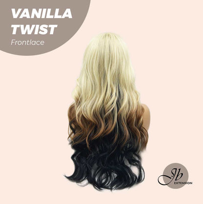 JBEXTENSION 25 Inches Body Wave Light Blonde On The Top Mix Color Pre-Cut Frontlace Glueless Wig VANILLA TWIST