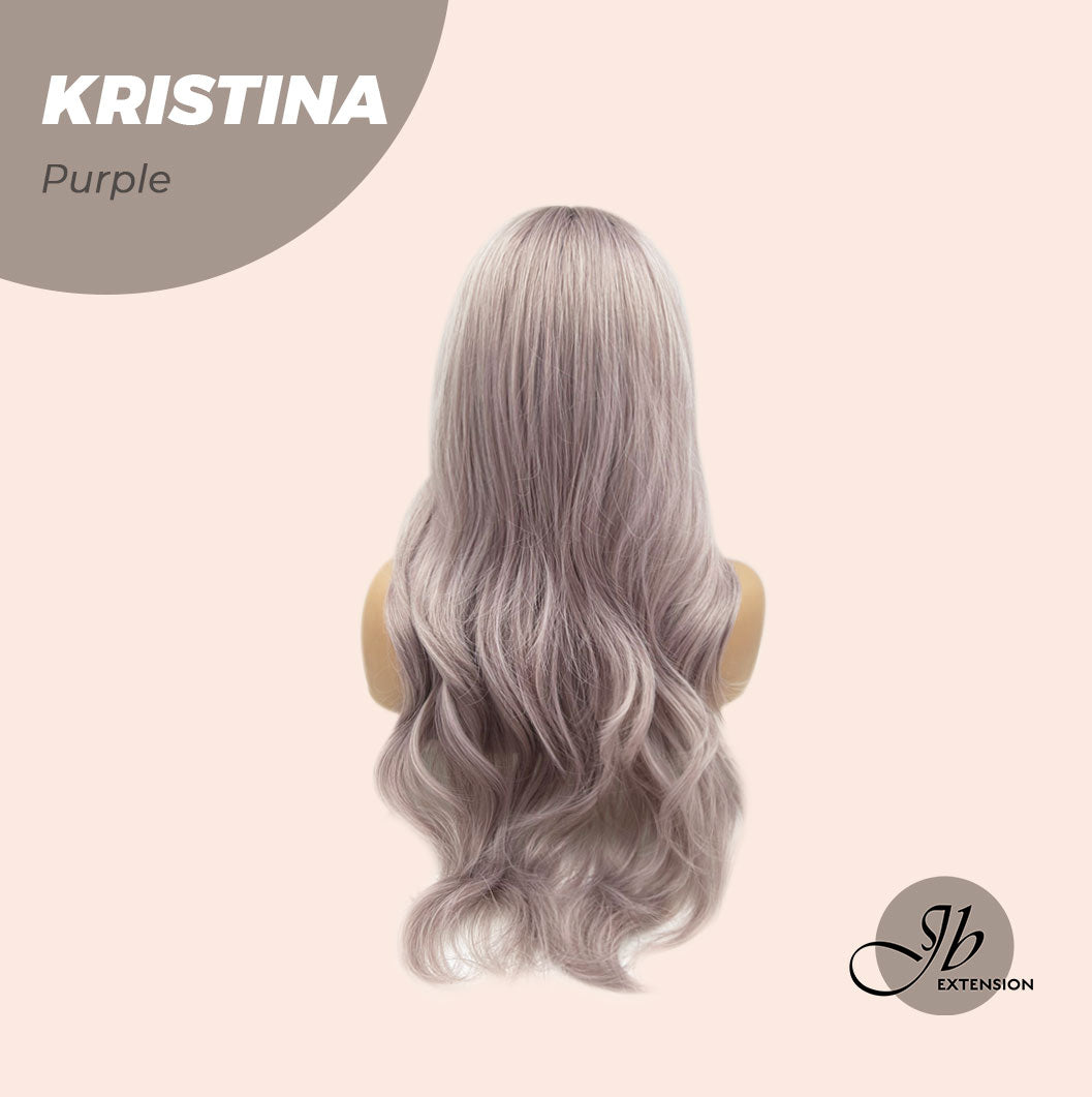 JBEXTENSION 25 Inches Grey Purple Curly Wig With Full Bangs KRISTINA PURPLE